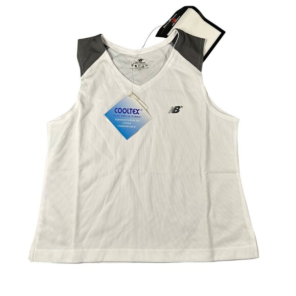 New Balance Tank Top Womens Small White Colorblock Shoulder Running Training NWT - Picture 1 of 11